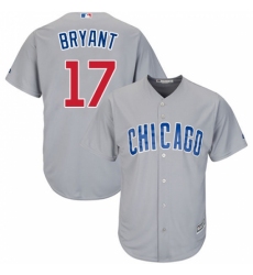 Men's Majestic Chicago Cubs #17 Kris Bryant Replica Grey Road Cool Base MLB Jersey
