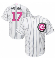 Men's Majestic Chicago Cubs #17 Kris Bryant Replica White 2016 Mother's Day Cool Base MLB Jersey