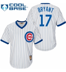 Men's Majestic Chicago Cubs #17 Kris Bryant Replica White Home Cooperstown MLB Jersey
