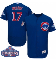 Men's Majestic Chicago Cubs #17 Kris Bryant Royal Blue 2016 World Series Champions Flexbase Authentic Collection MLB Jersey