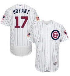 Men's Majestic Chicago Cubs #17 Kris Bryant White Fashion Stars & Stripes Flex Base MLB Jersey