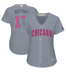 Women's Majestic Chicago Cubs #17 Kris Bryant Authentic Grey Mother's Day Cool Base MLB Jersey