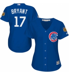 Women's Majestic Chicago Cubs #17 Kris Bryant Authentic Royal Blue 2017 Spring Training Cool Base MLB Jersey