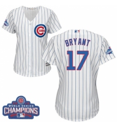 Women's Majestic Chicago Cubs #17 Kris Bryant Authentic White Home 2016 World Series Champions Cool Base MLB Jersey
