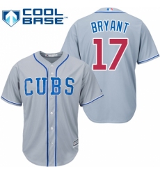 Women's Majestic Chicago Cubs #17 Kris Bryant Replica Grey Alternate Road MLB Jersey