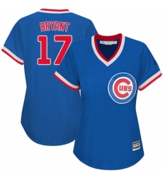 Women's Majestic Chicago Cubs #17 Kris Bryant Replica Royal Blue Cooperstown MLB Jersey