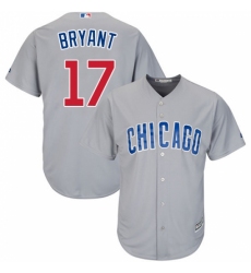 Youth Majestic Chicago Cubs #17 Kris Bryant Replica Grey Road Cool Base MLB Jersey