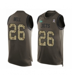 Men's New York Jets #26 Le Veon Bell Limited Green Salute to Service Tank Top Football Jersey