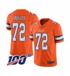 Men's Denver Broncos #72 Garett Bolles Limited Orange Rush Vapor Untouchable 100th Season Football Jersey