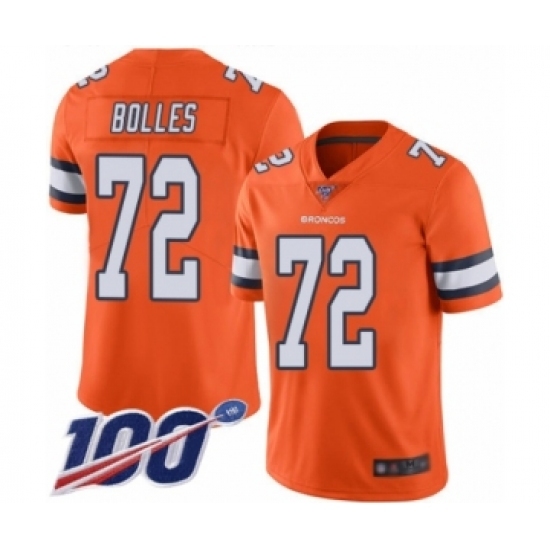 Men's Denver Broncos #72 Garett Bolles Limited Orange Rush Vapor Untouchable 100th Season Football Jersey Men's Denver Broncos #72 Garett Bolles Limited Orange Rush Vapor Untouchable 100th Season Football Jersey