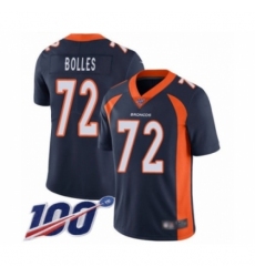Men's Denver Broncos #72 Garett Bolles Navy Blue Alternate Vapor Untouchable Limited Player 100th Season Football Jersey