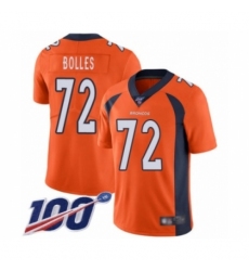 Men's Denver Broncos #72 Garett Bolles Orange Team Color Vapor Untouchable Limited Player 100th Season Football Jersey