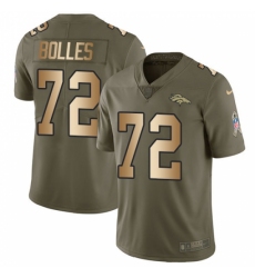 Men's Nike Denver Broncos #72 Garett Bolles Limited Olive/Gold 2017 Salute to Service NFL Jersey