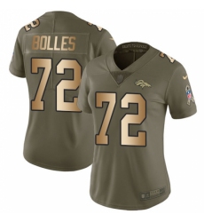 Women's Nike Denver Broncos #72 Garett Bolles Limited Olive/Gold 2017 Salute to Service NFL Jersey