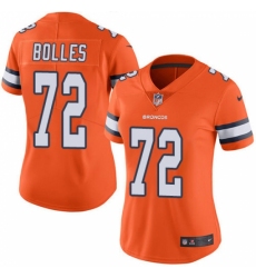 Women's Nike Denver Broncos #72 Garett Bolles Limited Orange Rush Vapor Untouchable NFL Jersey
