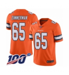 Men's Denver Broncos #65 Gary Zimmerman Limited Orange Rush Vapor Untouchable 100th Season Football Jersey