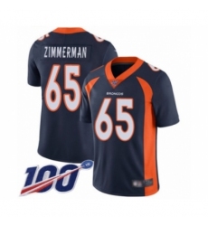 Men's Denver Broncos #65 Gary Zimmerman Navy Blue Alternate Vapor Untouchable Limited Player 100th Season Football Jersey