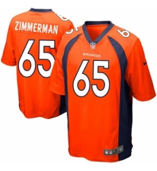 Men's Nike Denver Broncos #65 Gary Zimmerman Game Orange Team Color NFL Jersey