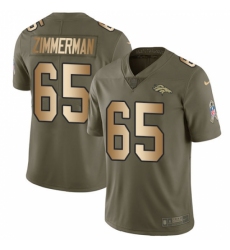 Men's Nike Denver Broncos #65 Gary Zimmerman Limited Olive/Gold 2017 Salute to Service NFL Jersey