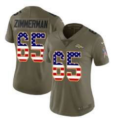 Women's Nike Denver Broncos #65 Gary Zimmerman Limited Olive/USA Flag 2017 Salute to Service NFL Jersey