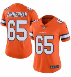 Women's Nike Denver Broncos #65 Gary Zimmerman Limited Orange Rush Vapor Untouchable NFL Jersey