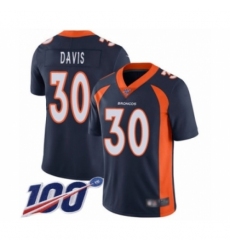 Men's Denver Broncos #30 Terrell Davis Navy Blue Alternate Vapor Untouchable Limited Player 100th Season Football Jersey
