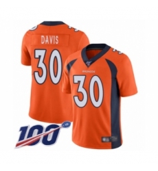 Men's Denver Broncos #30 Terrell Davis Orange Team Color Vapor Untouchable Limited Player 100th Season Football Jersey