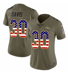 Women's Nike Denver Broncos #30 Terrell Davis Limited Olive/USA Flag 2017 Salute to Service NFL Jersey