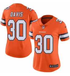 Women's Nike Denver Broncos #30 Terrell Davis Limited Orange Rush Vapor Untouchable NFL Jersey