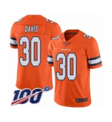 Youth Denver Broncos #30 Terrell Davis Limited Orange Rush Vapor Untouchable 100th Season Football Jersey