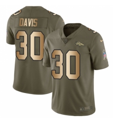 Youth Nike Denver Broncos #30 Terrell Davis Limited Olive/Gold 2017 Salute to Service NFL Jersey