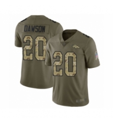 Men's Denver Broncos #20 Duke Dawson Limited Olive Camo 2017 Salute to Service Football Jersey