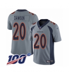 Men's Denver Broncos #20 Duke Dawson Limited Silver Inverted Legend 100th Season Football Jersey