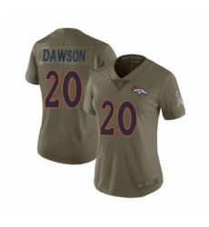 Women's Denver Broncos #20 Duke Dawson Limited Olive 2017 Salute to Service Football Jersey