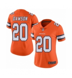 Women's Denver Broncos #20 Duke Dawson Limited Orange Rush Vapor Untouchable Football Jersey
