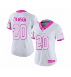 Women's Denver Broncos #20 Duke Dawson Limited White  Pink Rush Fashion Football Jersey