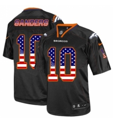 Men's Nike Denver Broncos #10 Emmanuel Sanders Elite Black USA Flag Fashion NFL Jersey