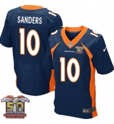 Men's Nike Denver Broncos #10 Emmanuel Sanders Elite Navy Blue Alternate Super Bowl 50 Champions NFL Jersey