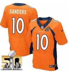 Men's Nike Denver Broncos #10 Emmanuel Sanders Elite Orange Team Color Super Bowl 50 Bound NFL Jersey