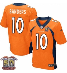 Men's Nike Denver Broncos #10 Emmanuel Sanders Elite Orange Team Color Super Bowl 50 Champions NFL Jersey