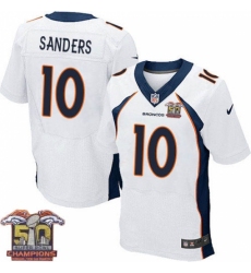 Men's Nike Denver Broncos #10 Emmanuel Sanders Elite White Super Bowl 50 Champions NFL Jersey