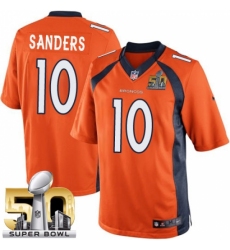 Men's Nike Denver Broncos #10 Emmanuel Sanders Limited Orange Team Color Super Bowl 50 Bound NFL Jersey