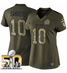 Women's Nike Denver Broncos #10 Emmanuel Sanders Elite Green Salute to Service Super Bowl 50 Bound NFL Jersey