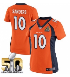 Women's Nike Denver Broncos #10 Emmanuel Sanders Limited Orange Team Color Super Bowl 50 Bound NFL Jersey