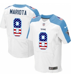 Men's Nike Tennessee Titans #8 Marcus Mariota Elite White Road USA Flag Fashion NFL Jersey