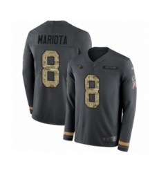 Men's Nike Tennessee Titans #8 Marcus Mariota Limited Black Salute to Service Therma Long Sleeve NFL Jersey