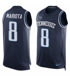 Men's Nike Tennessee Titans #8 Marcus Mariota Limited Navy Blue Player Name & Number Tank Top NFL Jersey