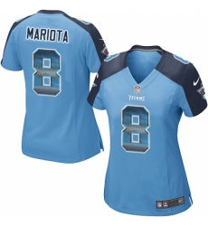 Women's Nike Tennessee Titans #8 Marcus Mariota Limited Light Blue Strobe NFL Jersey