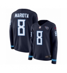 Women's Nike Tennessee Titans #8 Marcus Mariota Limited Navy Blue Therma Long Sleeve NFL Jersey