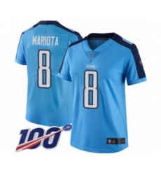 Women's Tennessee Titans #8 Marcus Mariota Limited Light Blue Rush Vapor Untouchable 100th Season Football Jersey